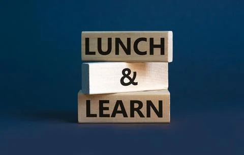 Lunch and learn symbol. Wooden blocks with concept words Lunch and learn. Bea Stock Photos