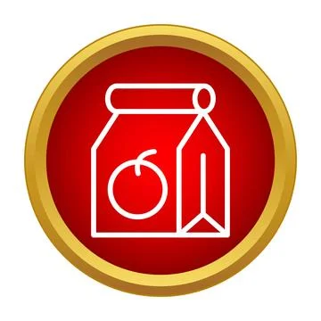 Lunch bag with fruit icon on red background Stockillustratie