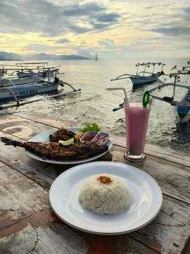 Lunch on the beach Stock Photos