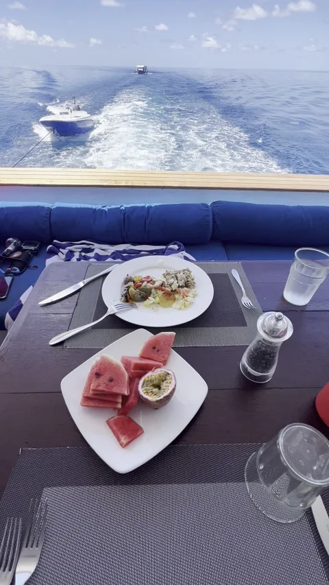 LUNCH ON A BOAT VERTICAL Stock Footage 305277024