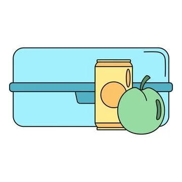 Lunch box with apple and refreshing drink can Stock Illustration