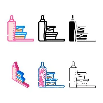 Lunch box bag container color icon vector designs Stock Illustration