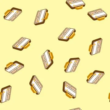 Lunch box bag school isometric icon seamless pattern Stock Illustration