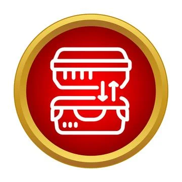 Lunch box container closing flat style icon Stock Illustration