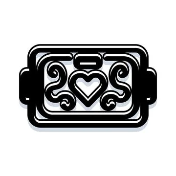 Lunch box container with heart and ornate scrolls Illustrazione stock