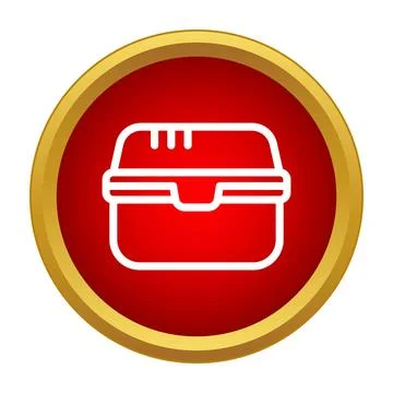 Lunch box container icon on red button vector Stockillustratie