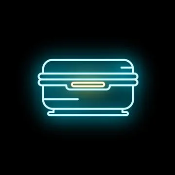 Lunch box container neon glowing outline icon Stock Illustration
