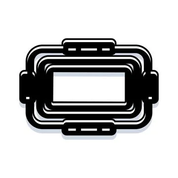 Lunch box design concept black and white flat illustration Illustrazione stock