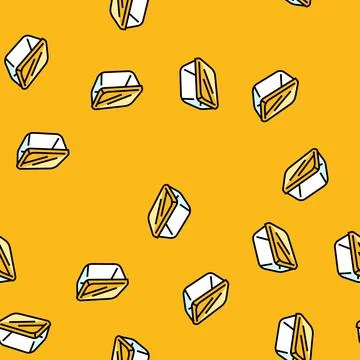 Lunch box glass school vector seamless pattern Stock Illustration
