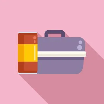 Lunch box icon flat vector. School food Stockillustratie