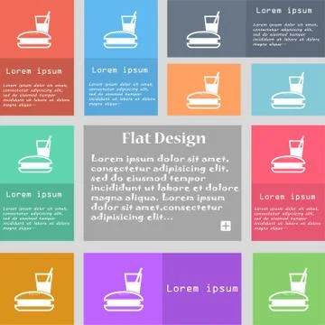 Lunch box icon sign. Set of multicolored buttons with space for text. Vector Stock Illustration