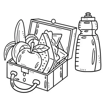 Lunch Box Isolated Coloring Page for Kids Stock Illustration