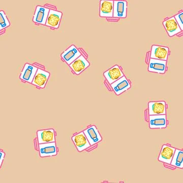 Lunch box kids meal vector seamless pattern 스톡 일러스트