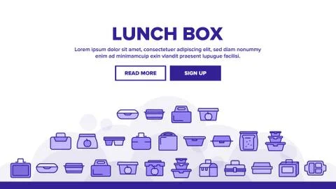Lunch Box Landing Header Vector 스톡 일러스트