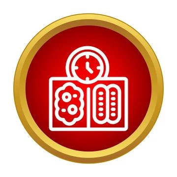 Lunch box meal planning clock icon Stock Illustration