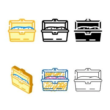 Lunch box plastic container color styles icon vector イラスト素材