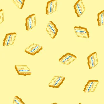 Lunch box plastic container isometric icon seamless pattern Stock Illustration