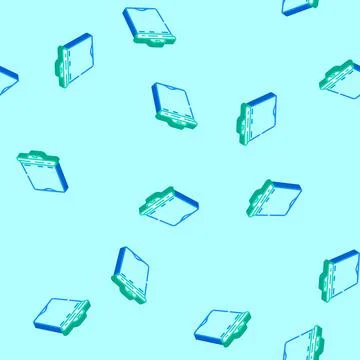 Lunch box plastic healthy isometric icon seamless pattern Stock Illustration