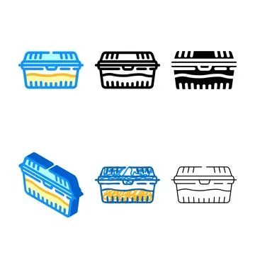 Lunch box plastic meal variations color icon vector Stock Illustration