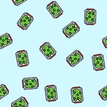 Lunch box plastic meal vector seamless pattern 스톡 일러스트
