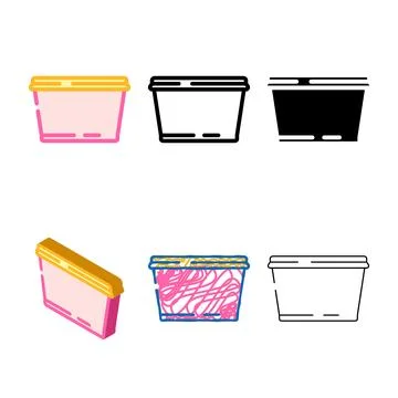 Lunch box plastic school color icon vector set イラスト素材