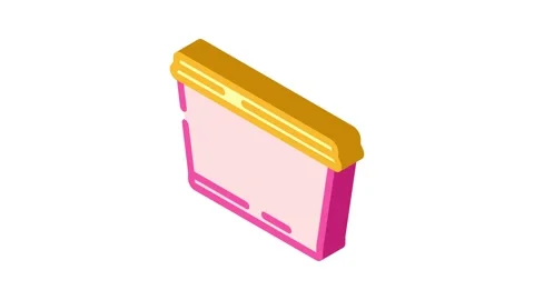 Lunch box plastic school isometric icon animation Stock Footage 327292213