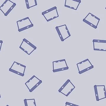 Lunch box plastic school line vector seamless pattern Stock Illustration