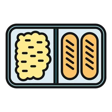 Lunch box with sausages and mashed potato meal Stock Illustration