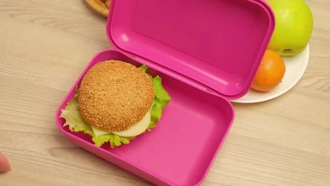 Lunch box for a snack at school Stock Footage 316768367