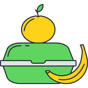 Lunch box vector food container flat icon Stock Illustration