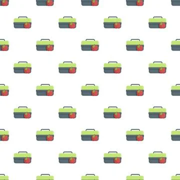 Lunch boxes with apple seamless pattern for school Stock Illustration