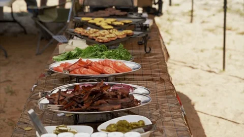 Lunch buffett on beach Video stock 96740764