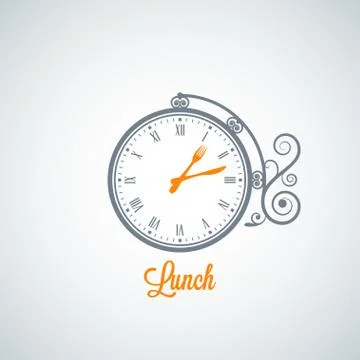 Lunch clock concept background Stock Illustration