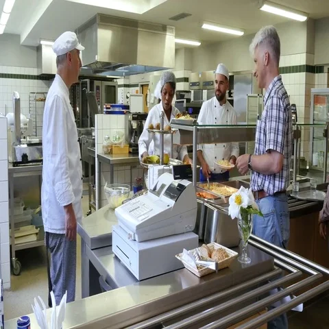 Lunch in a commercial kitchen. Video stock 69490485