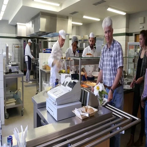 Lunch in a commercial kitchen. Video stock 69490513