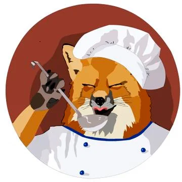 Lunch is cooked by an experienced cook fox. Stock Illustration