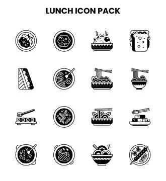 Lunch DuoTone Bundle Icons Pack Stock Illustration
