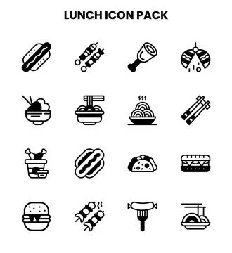 Lunch DuoTone Icons Pack Stock Illustration