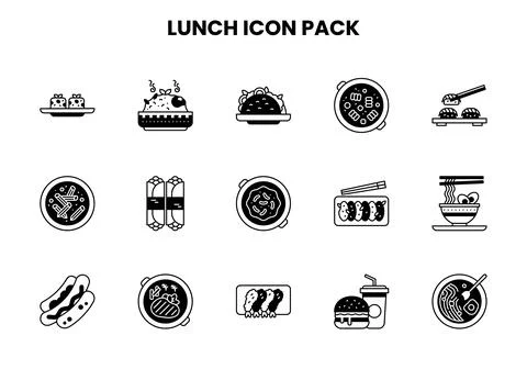 Lunch DuoTone Vector Icons Pack Stock Illustration