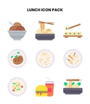 Lunch Flat Graphics Icons Pack Illustrazione stock