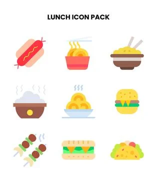 Lunch Flat UI Icons Pack Stock Illustration