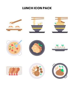 Lunch Flat UI Icons Pack Stock Illustration