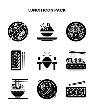 Lunch Glyph Scalable Icons Pack Stock Illustration
