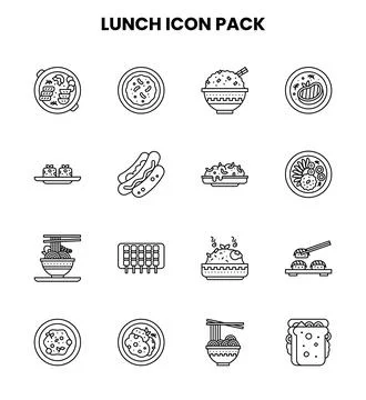 Lunch Line Bundle Icons Pack Stock Illustration