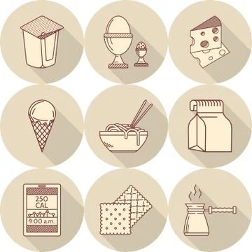 Lunch line vector icons Stock Illustration
