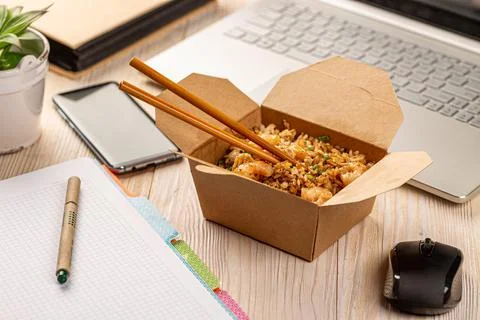 Lunch at the office concept. Stock Photos
