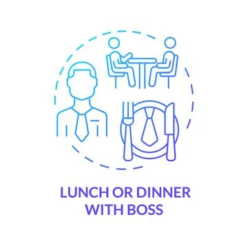 Lunch or dinner with boss blue gradient concept icon Stock Illustration