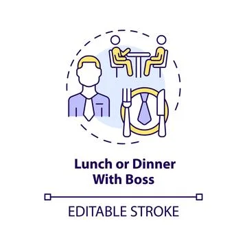 Lunch or dinner with boss multi color concept icon Stock Illustration