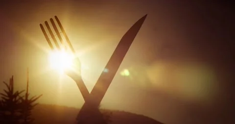 Lunch or supper time as the sun goes down Stock Footage 165289547