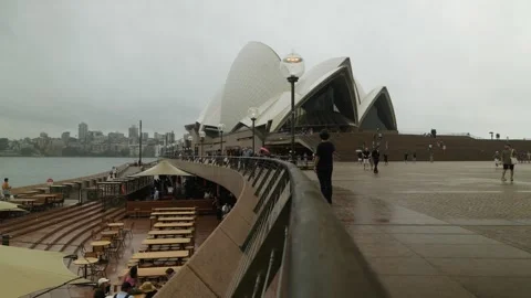Lunch outside on a damp day at Sydney Opera House 6K Stock Footage 302331807